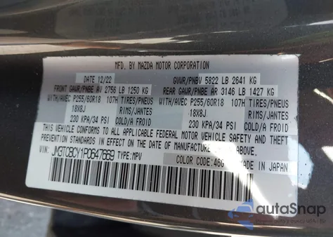 2023 Mazda Cx-9 Touring z USA, uszkodzony, nr VIN JM3TCBCY1P0647669